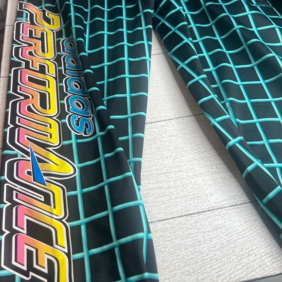 Adidas Track Pants Mens Size S Black Teal JS Rally TP Zippered Cyberpunk - Picture 6 of 6